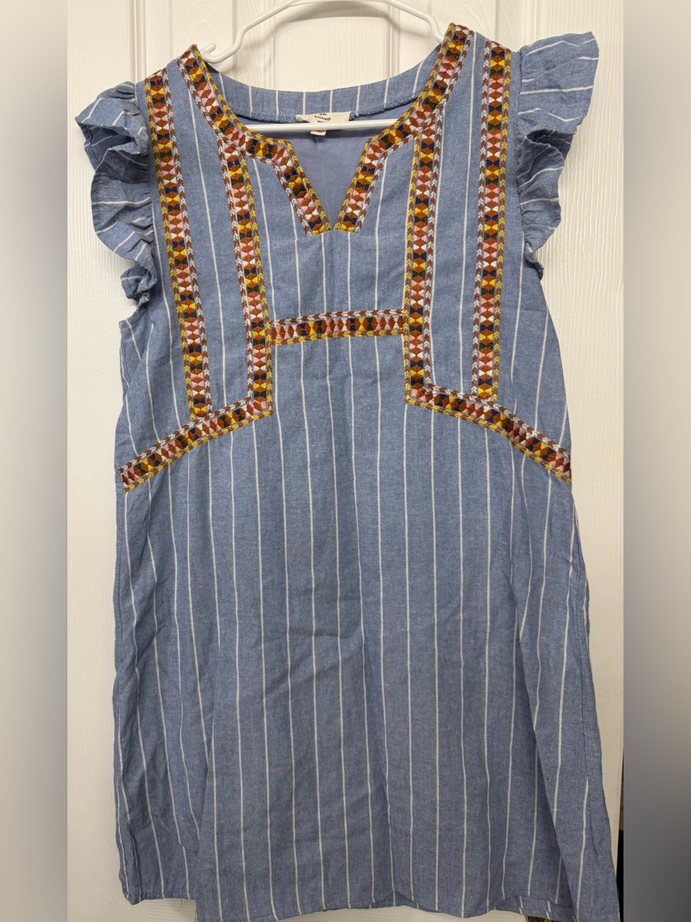 Entro Blue Dress with Gorgeous Embroidery Sz S (0242)